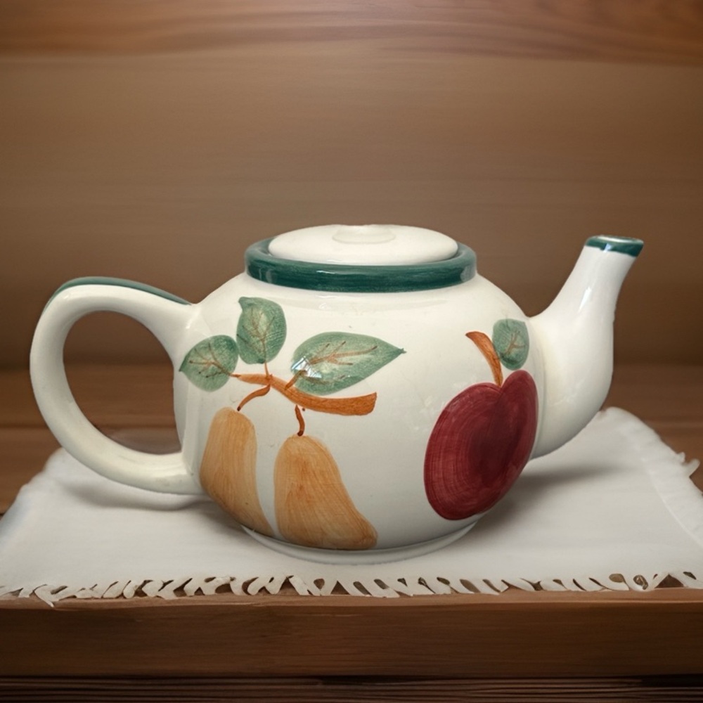 Vintage KMart Corp  Orchard Medley Fruits Ceramic Teapot NIB